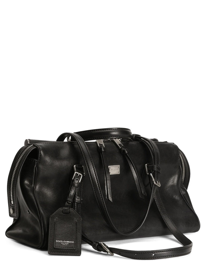 Dolce & Gabbana Victory Shoulder Bag — Black Leather Pvc