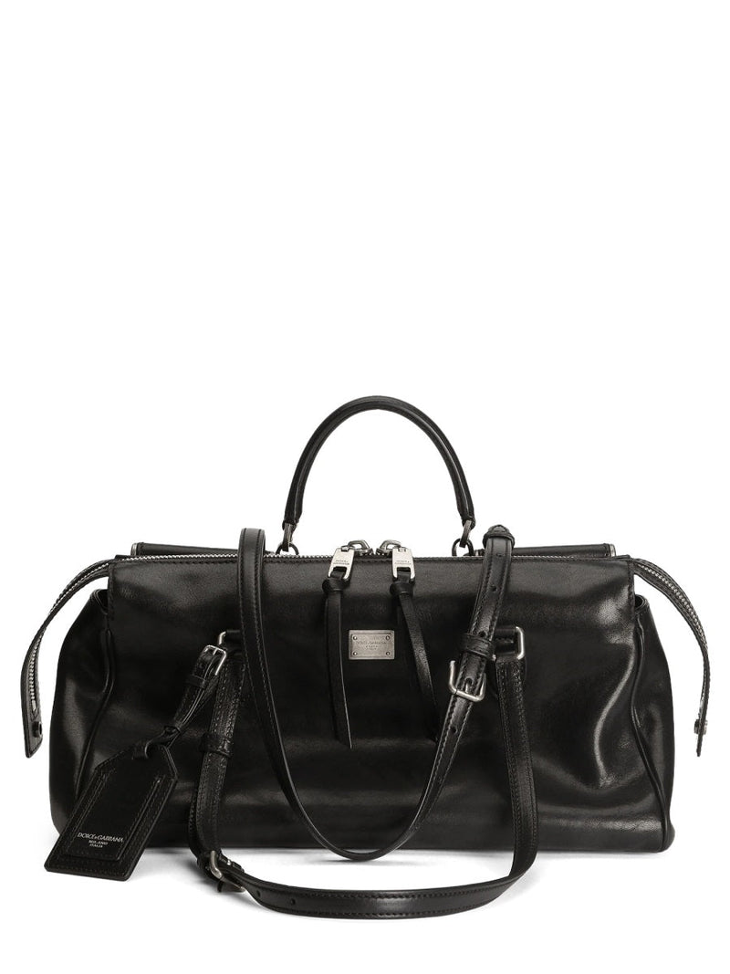 Dolce & Gabbana Victory Shoulder Bag — Black Leather Pvc