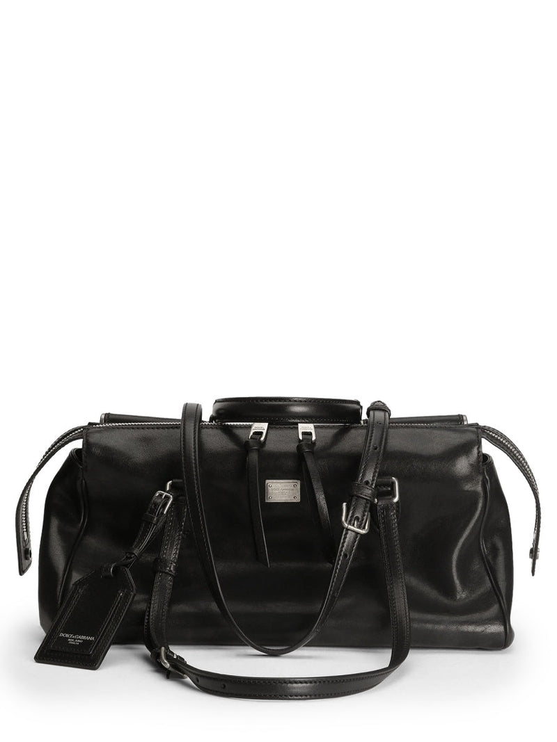 Dolce & Gabbana Victory Shoulder Bag — Black Leather Pvc