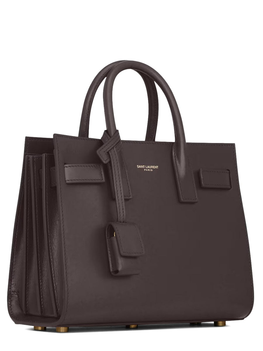 Saint Laurent Sac De Jour Nano Top Handle Bag — Brown Lamb Leather