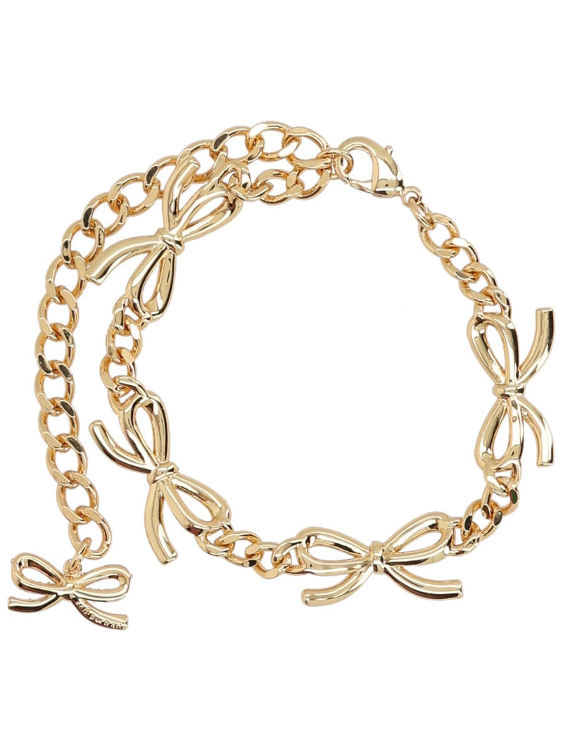 Self-Portrait Crystal Bow Bracelet — Gold Copper Bracelets