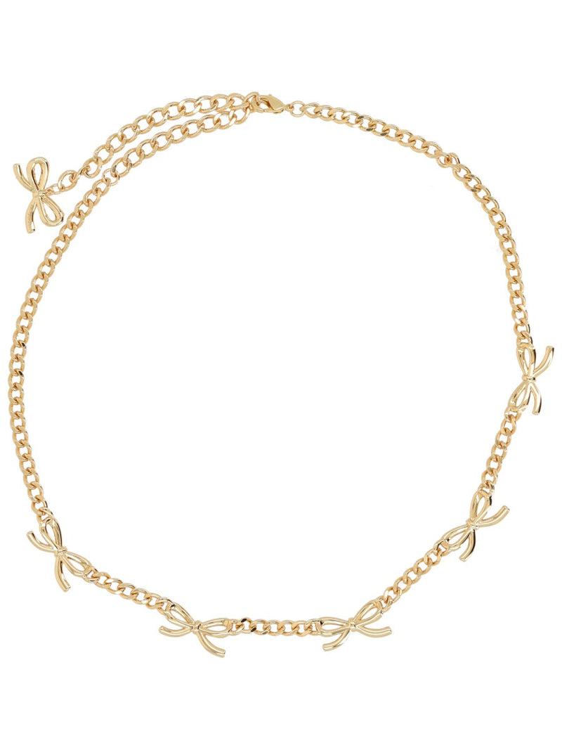 Self-Portrait Bow And Crystal Necklace — Gold Copper Necklaces