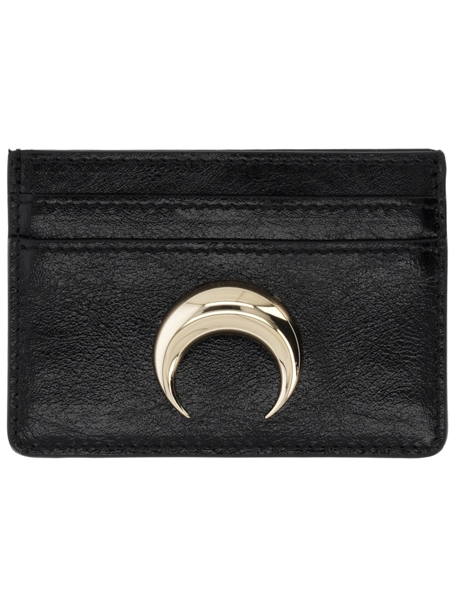Marine Serre Logo Card Case — Black Leather Cases
