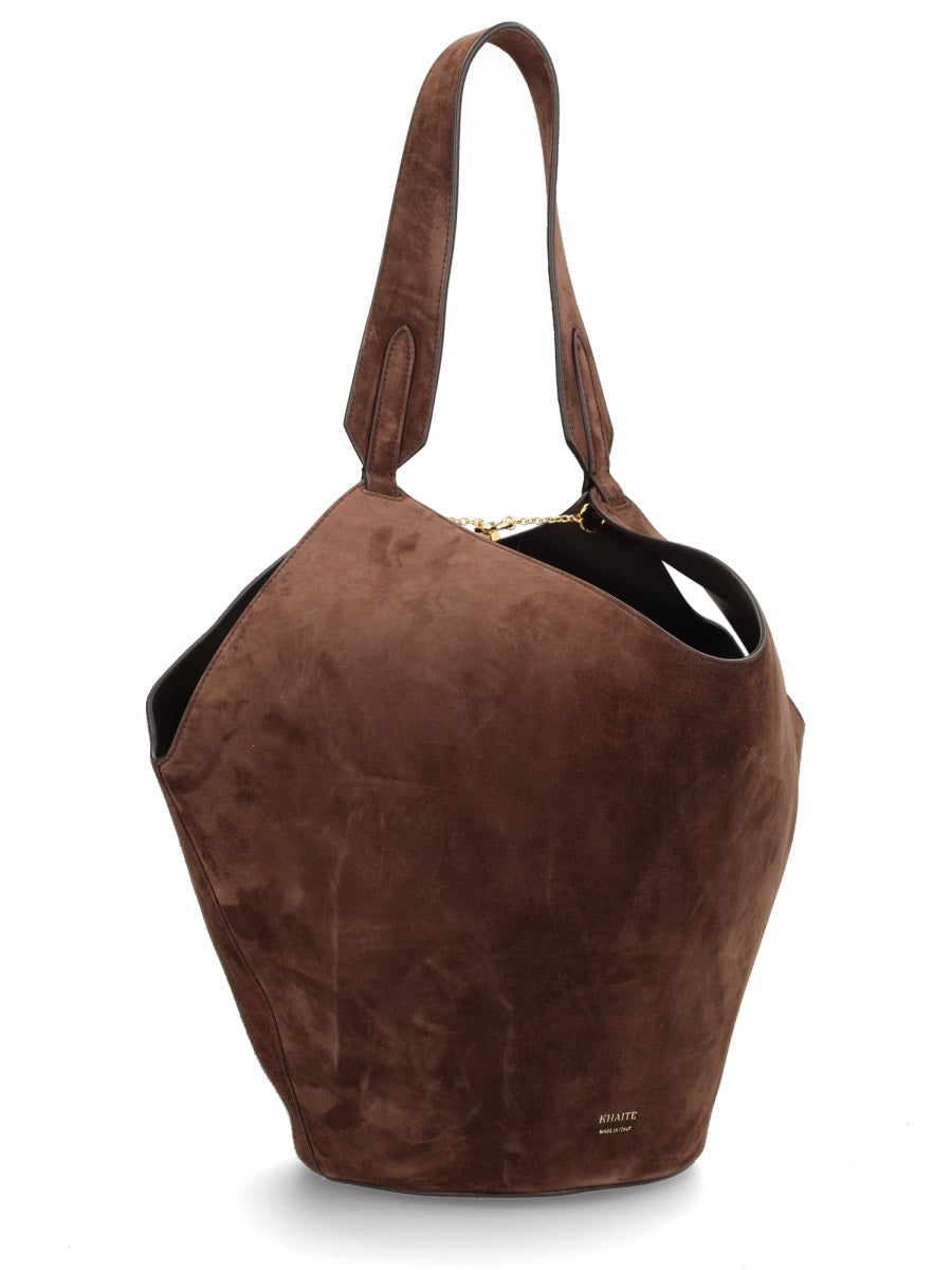 Khaite Lotus Tote Bag — Brown Calf Leather
