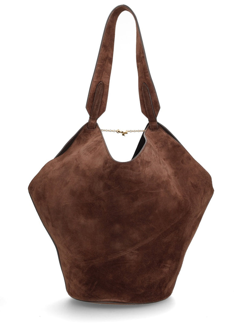 Khaite Lotus Tote Bag — Brown Calf Leather