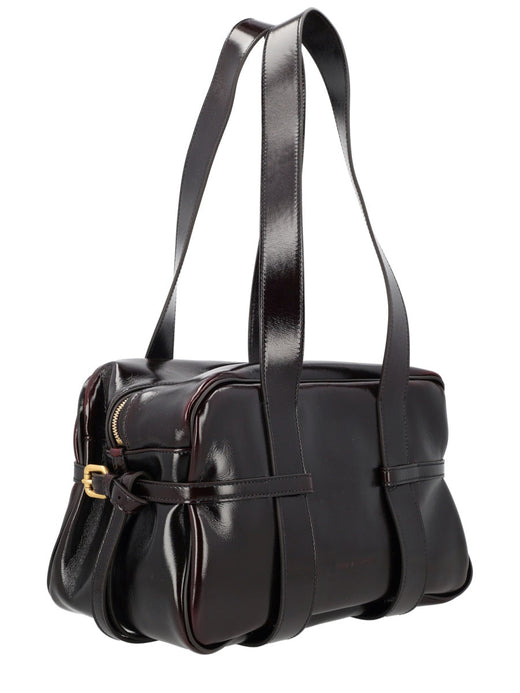 Dries Van Noten Leather And Cotton Blend Shoulder Bag — Brown