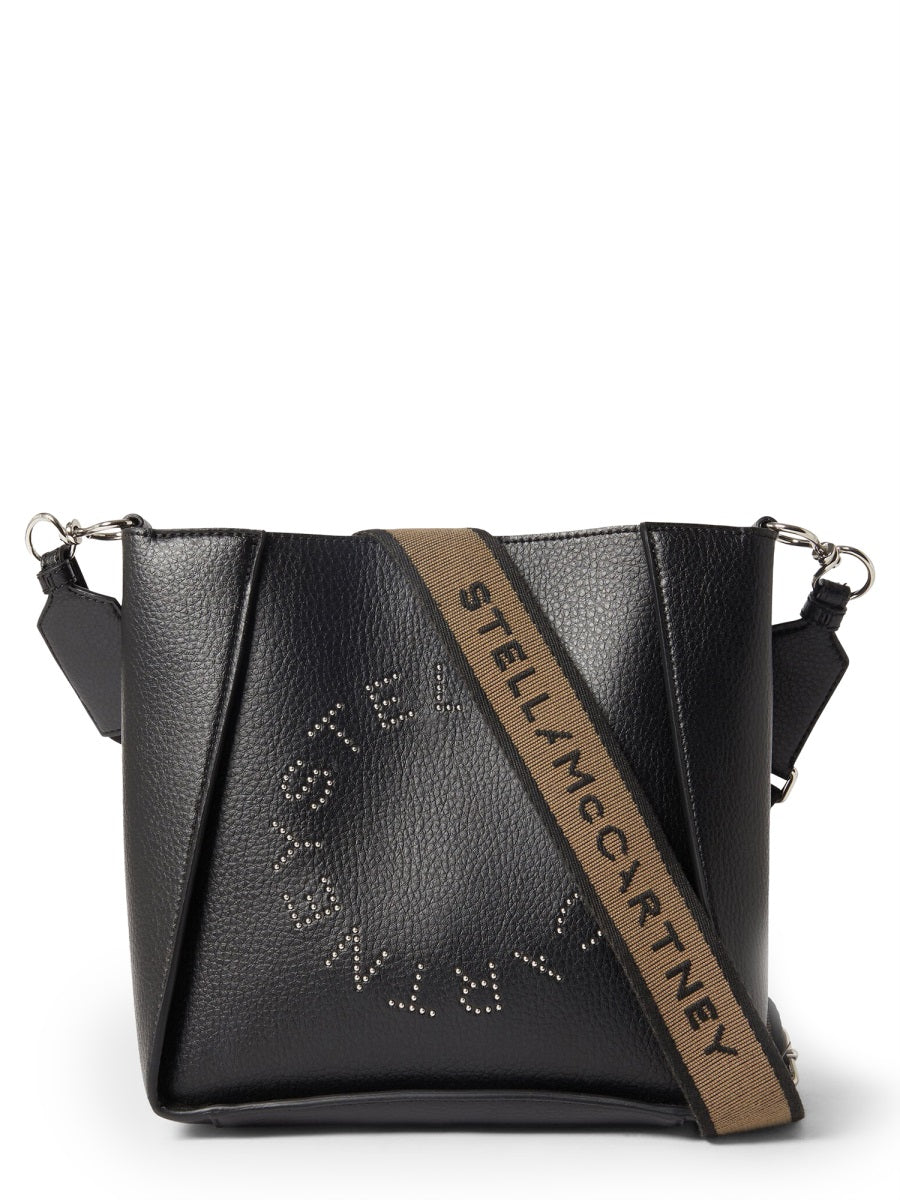 Stella Mccartney Logo-Print Polyamide Shoulder Bag — Black