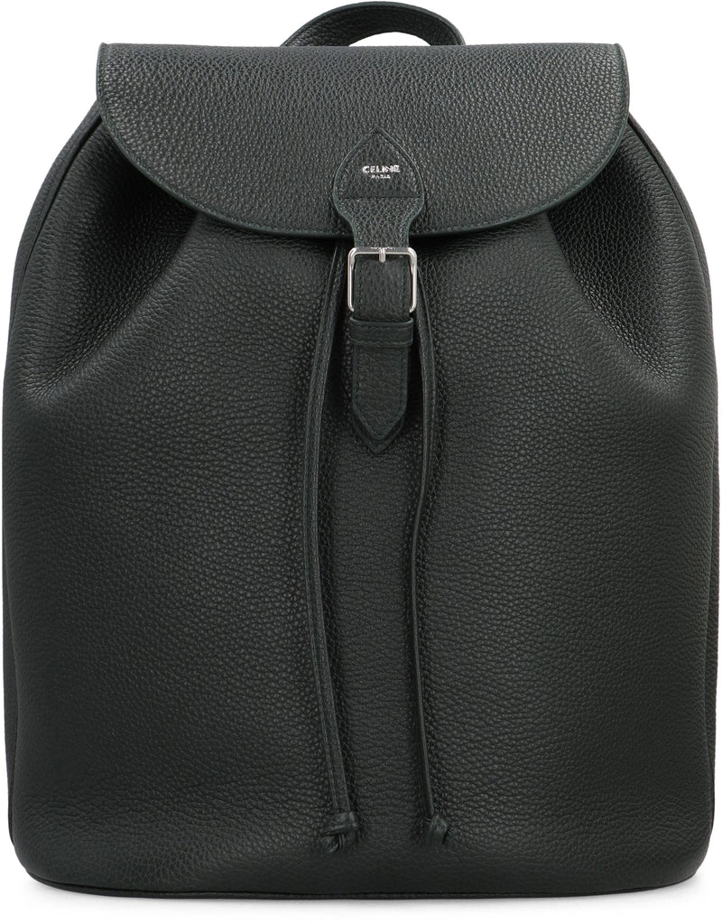 Celine Pebbled Calfskin Backpack — Black Calf