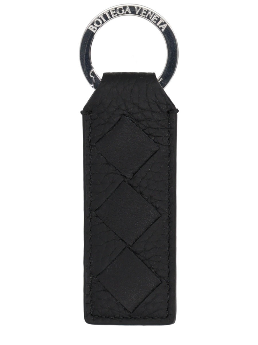 Bottega Veneta Tab Key Case — Black Leather Keychains