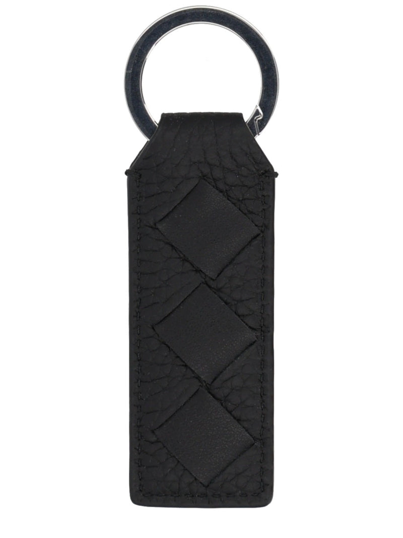Bottega Veneta Tab Key Case — Black Leather Keychains
