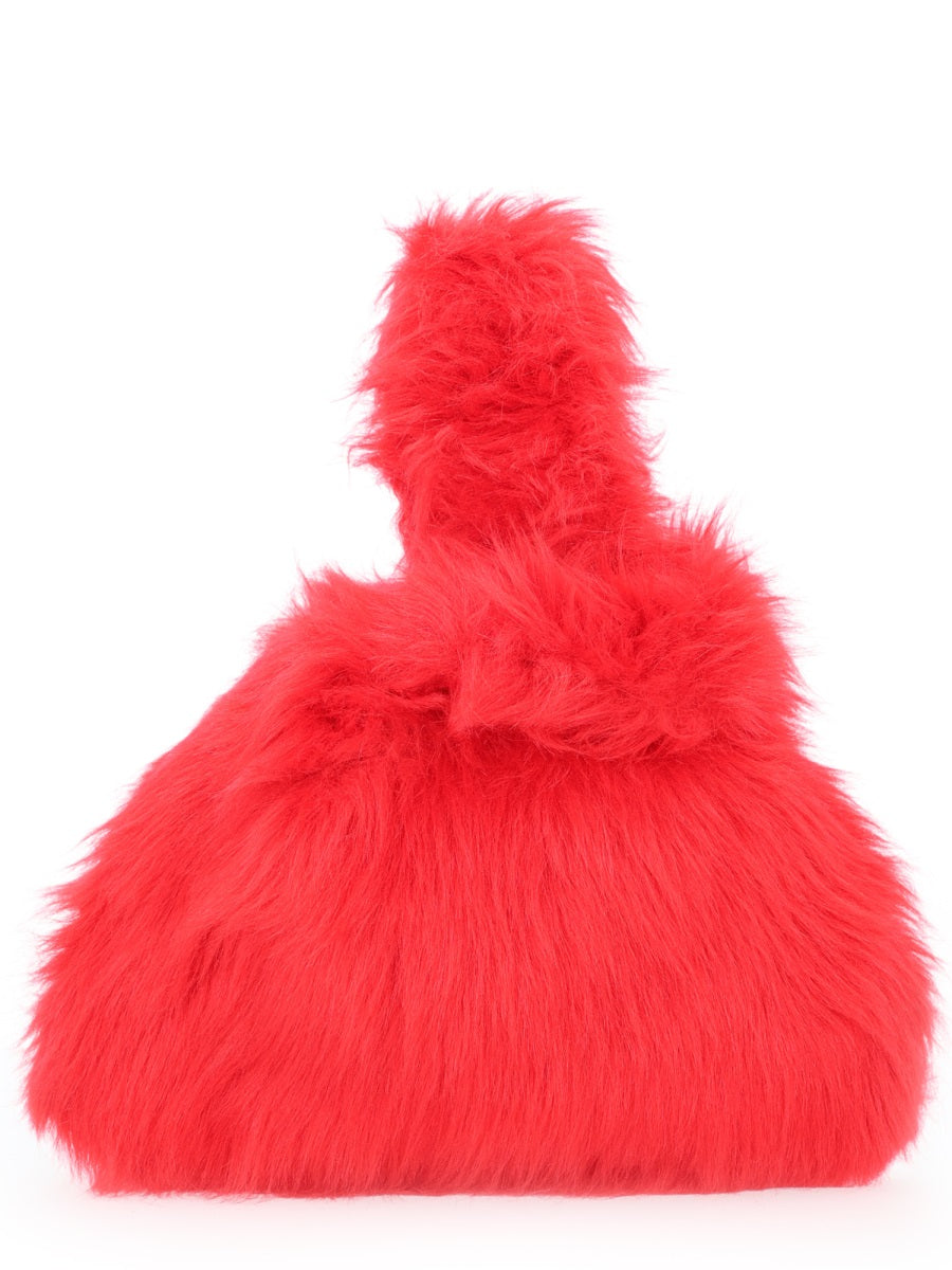 Msgm Fluffy Modacrylic Mini Bag — Red