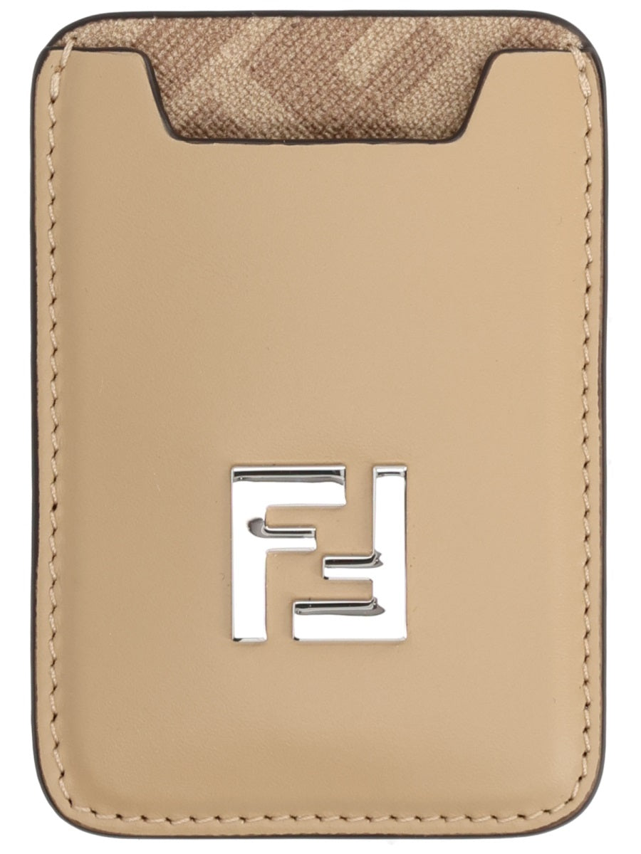 Fendi Smooth Leather Card Case — Beige Wallets & Purses