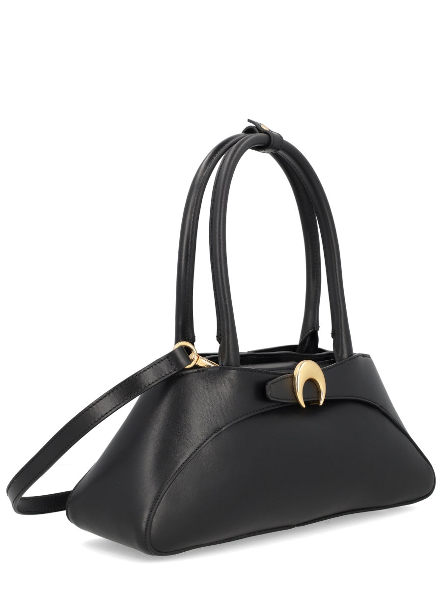 Marine Serre Aurora Baguette Shoulder Bag — Black Cow Leather