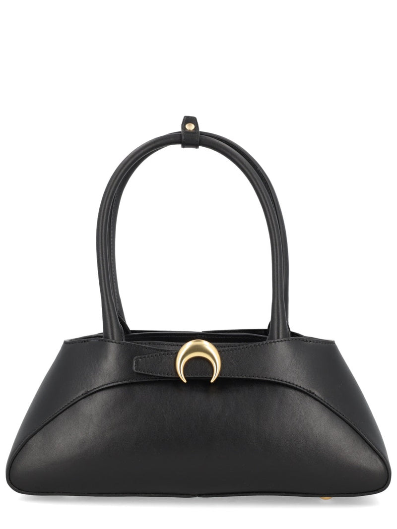 Marine Serre Aurora Baguette Shoulder Bag — Black Cow Leather