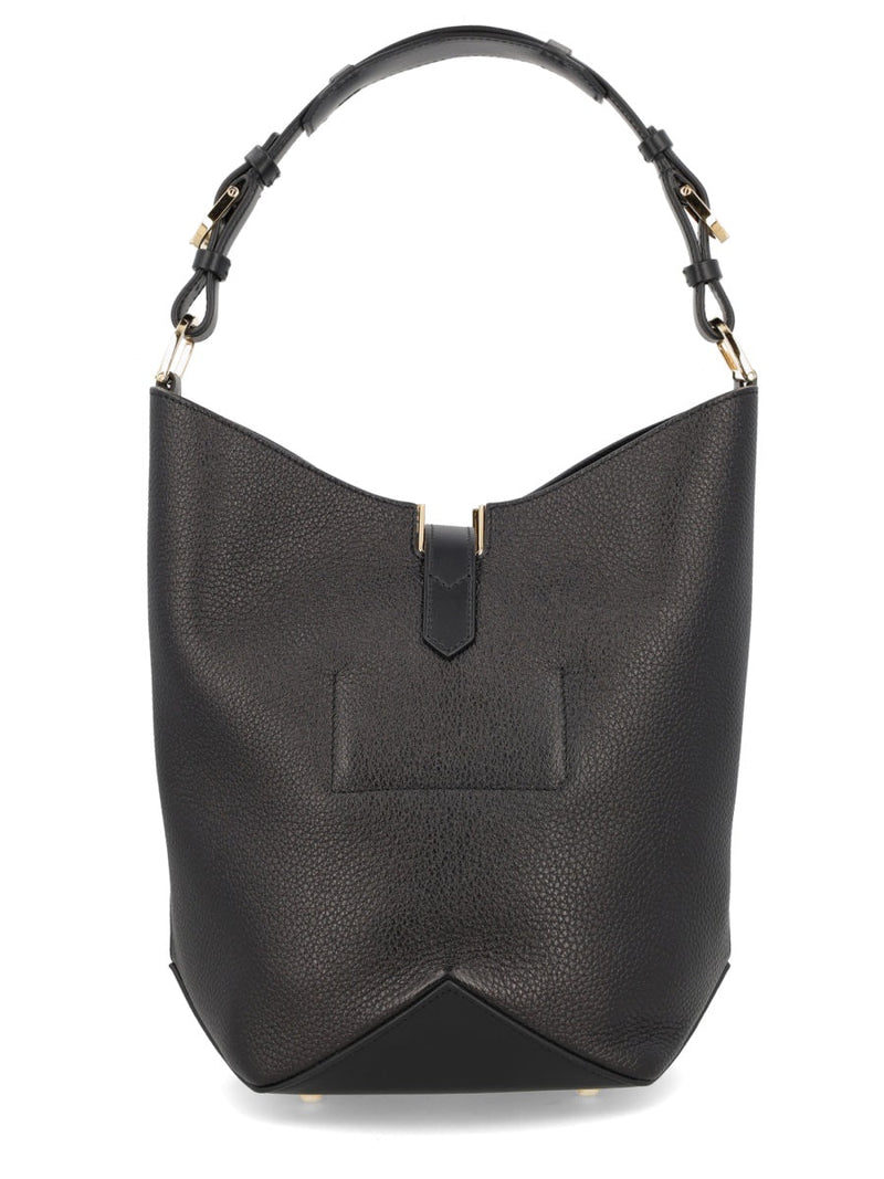 Lanvin Catch Shoulder Bag — Black Calf Leather