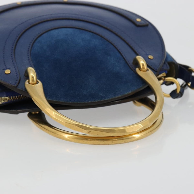 Chloe Pixie Leather And Suede Blue Bag