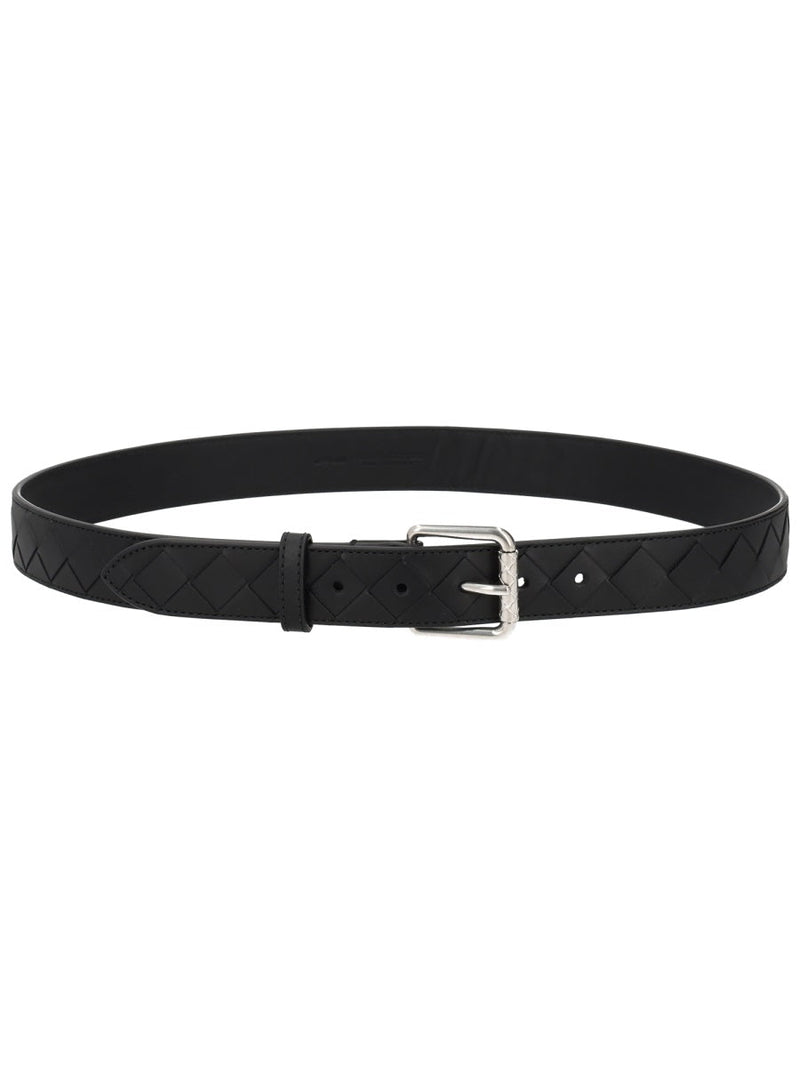 Bottega Veneta Quilted Calf Leather Belt — Black