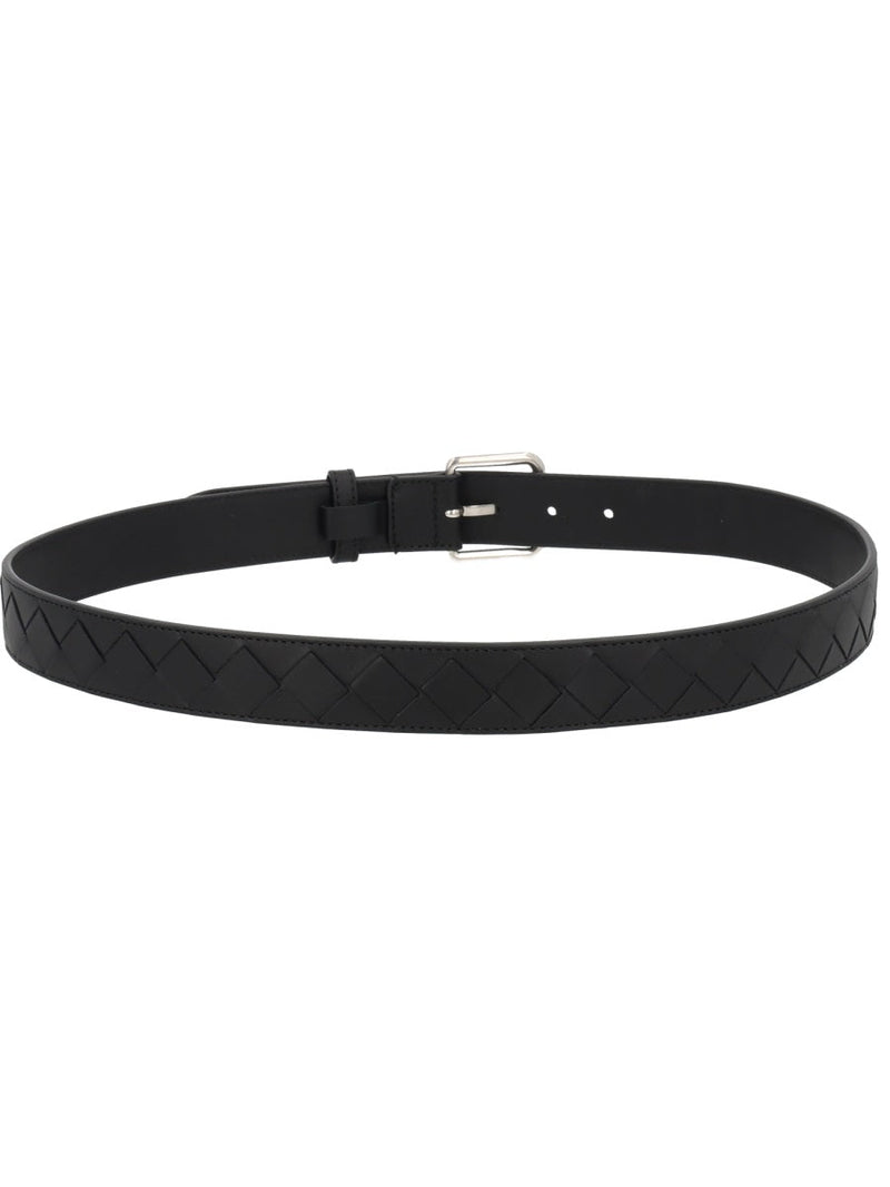 Bottega Veneta Quilted Calf Leather Belt — Black