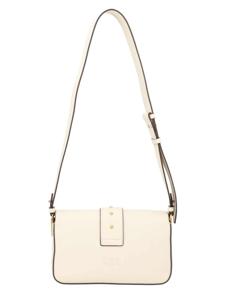 Pinko Mini Love Shoulder Bag — White Leather
