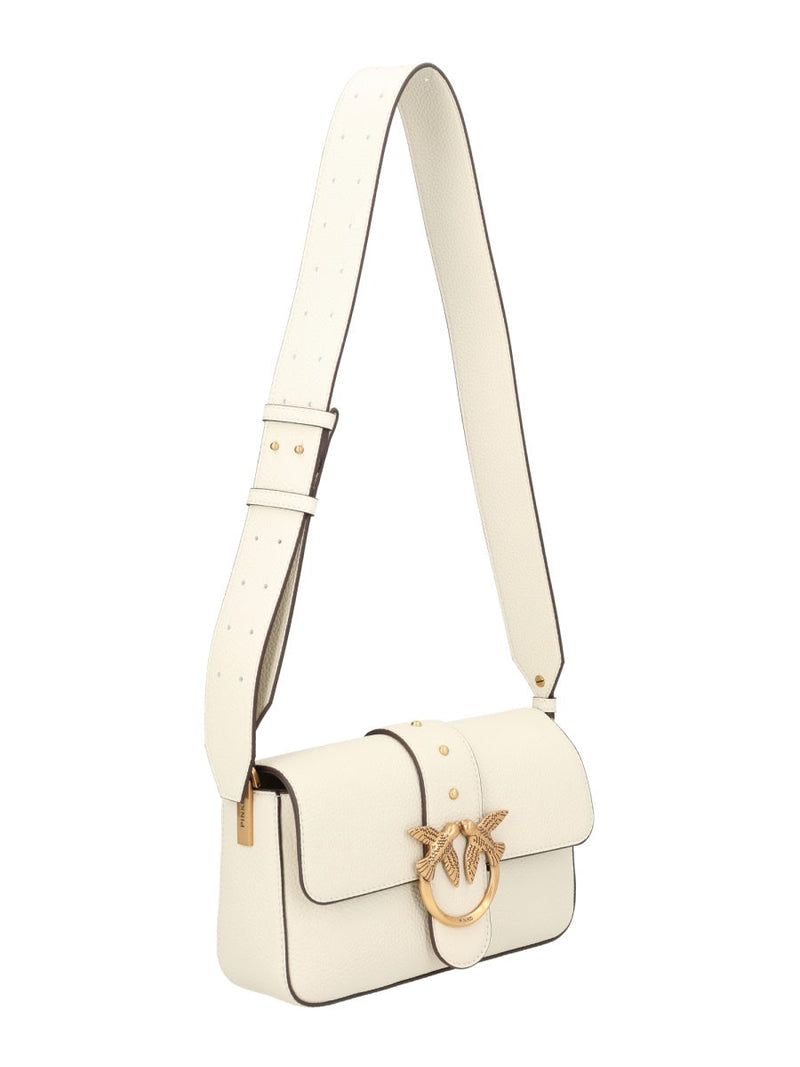 Pinko Mini Love Shoulder Bag — White Leather