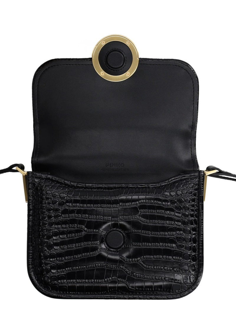 Pinko Love Shoulder Bag — Black Leather