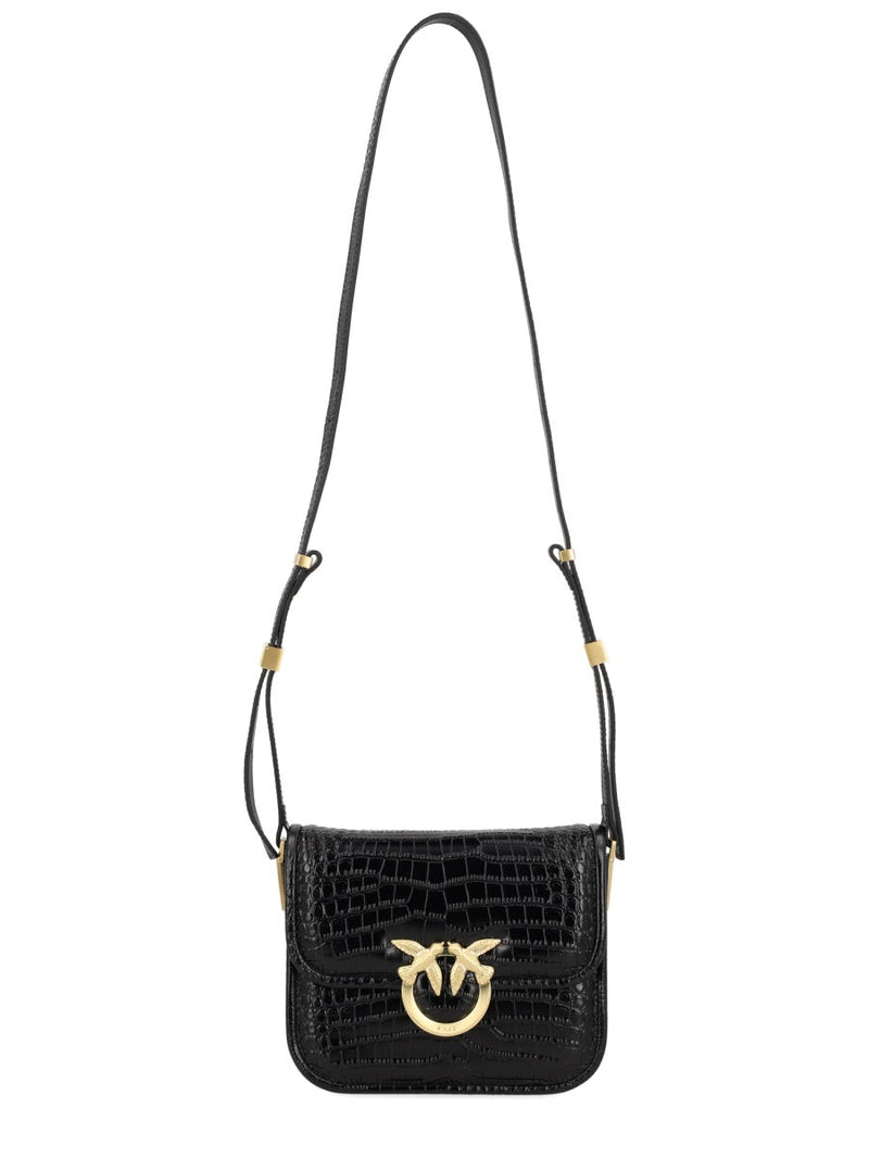 Pinko Love Shoulder Bag — Black Leather