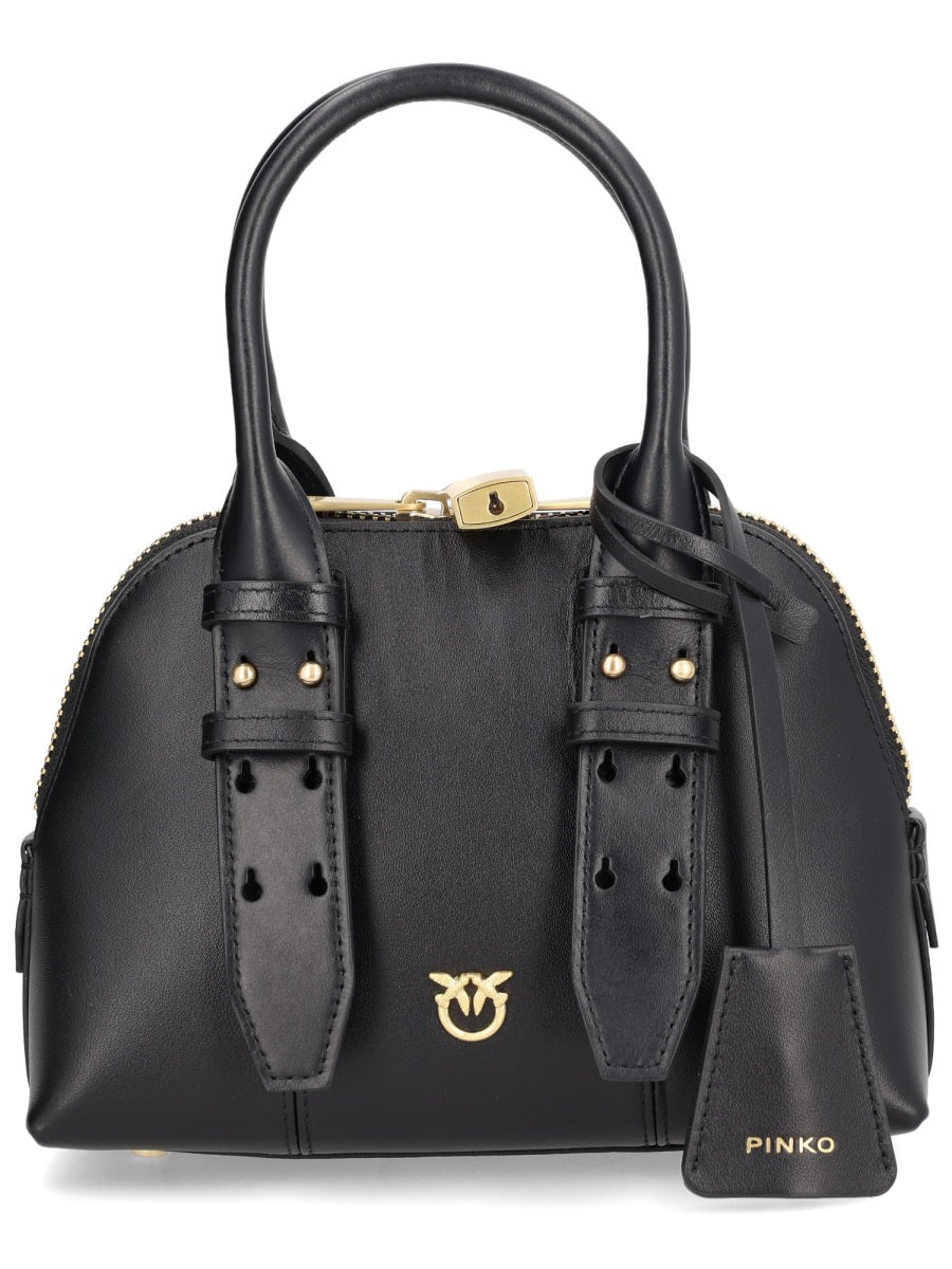 Pinko Bowling Mini Escape Shoulder Bag — Black Leather