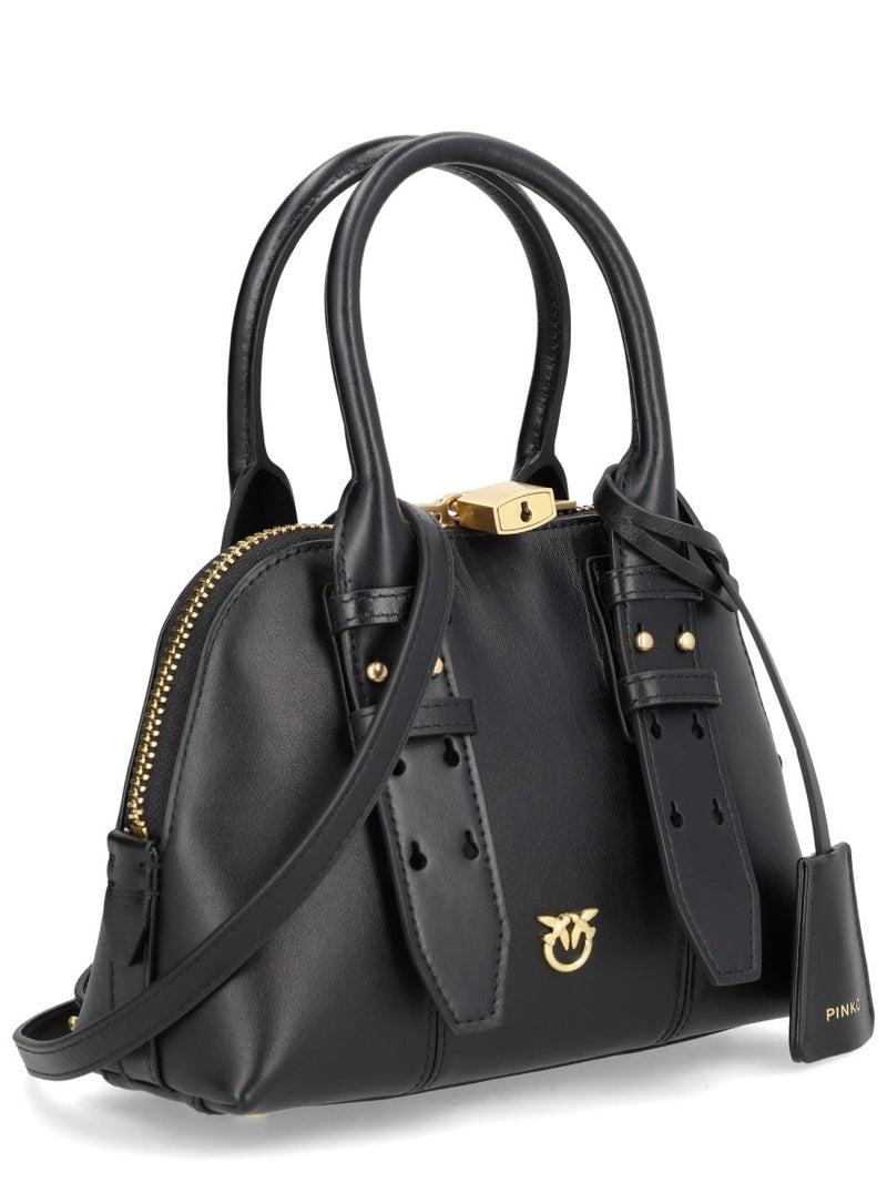 Pinko Bowling Mini Escape Shoulder Bag — Black Leather