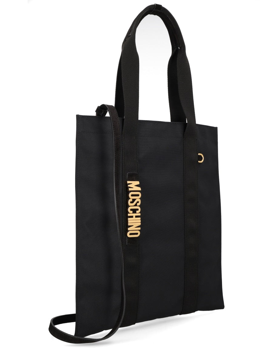 Moschino Carry Me Shoulder Bag — Black Leather