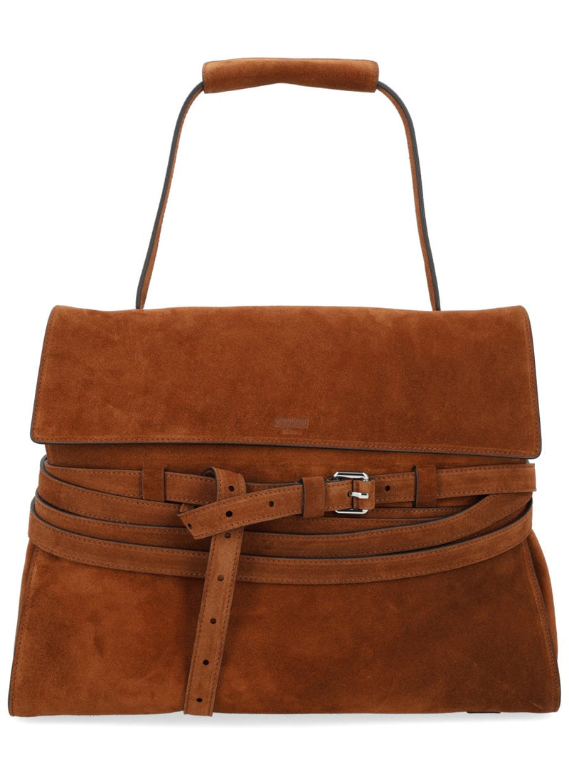 Moschino Tie Me Shoulder Bag — Brown Leather