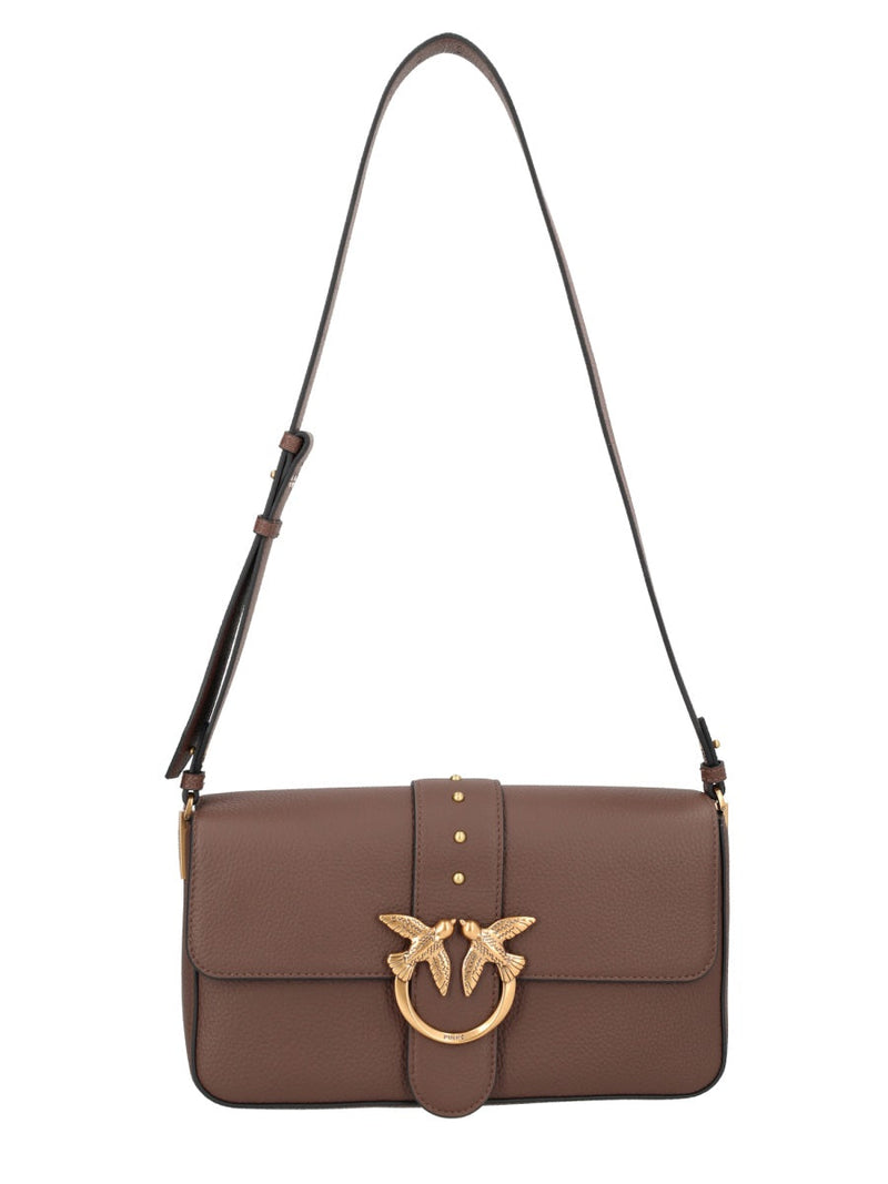 Pinko Love Shoulder Bag — Brown Leather