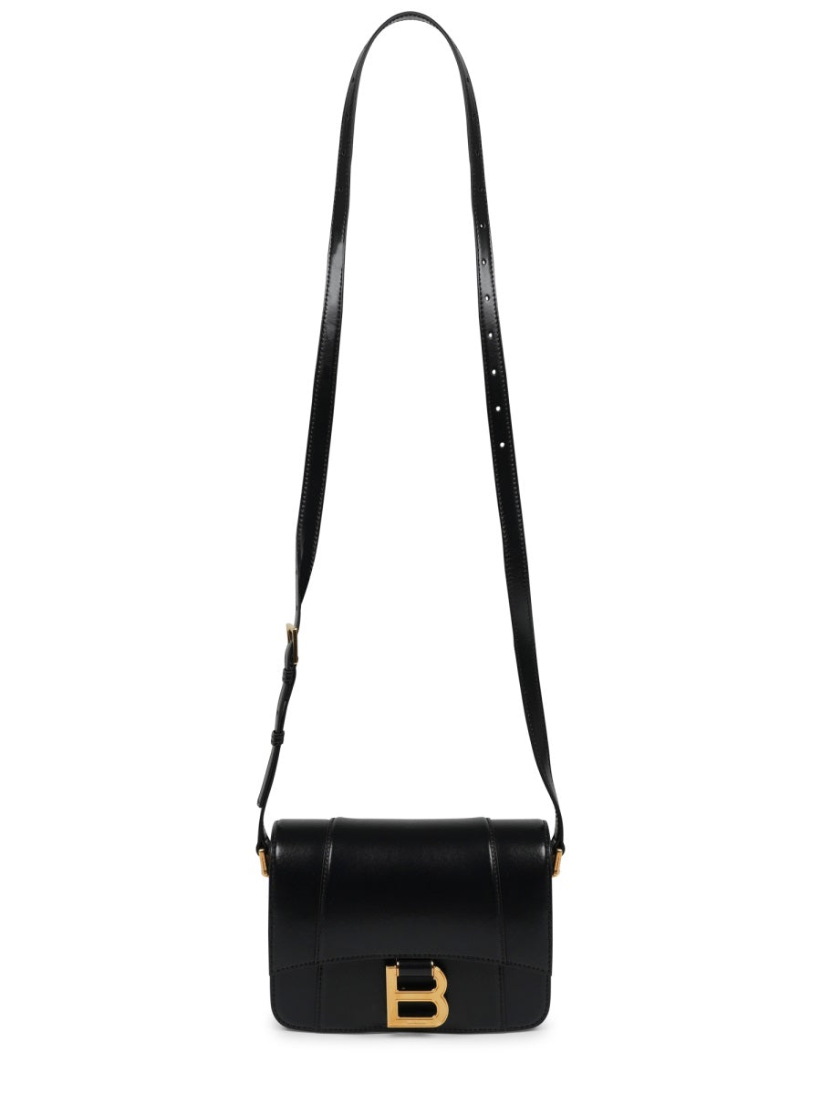 Balenciaga Hourglass Shoulder Bag — Black Calf Skin