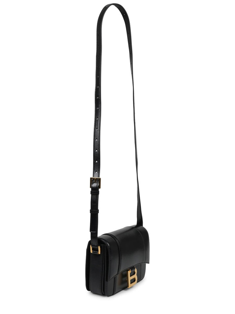 Balenciaga Hourglass Shoulder Bag — Black Calf Skin