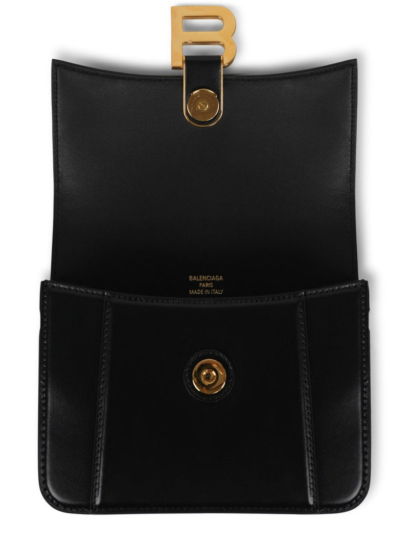 Balenciaga Hourglass Shoulder Bag — Black Calf Skin