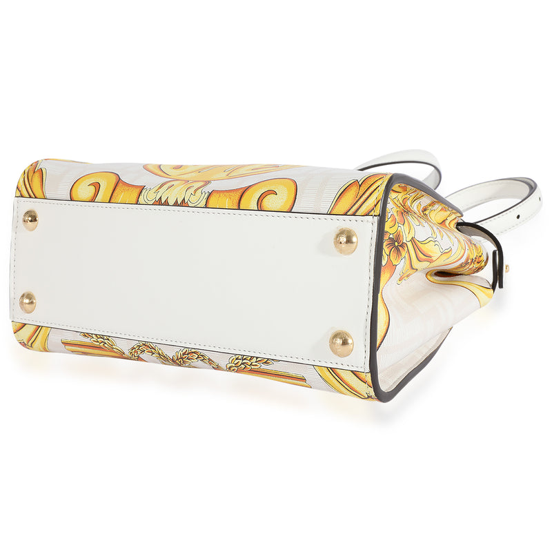 Fendi X Versace Fendace Gold Baroque & White Ff Motif Mini Peekaboo Gold; White; Yellow Leather Handbag