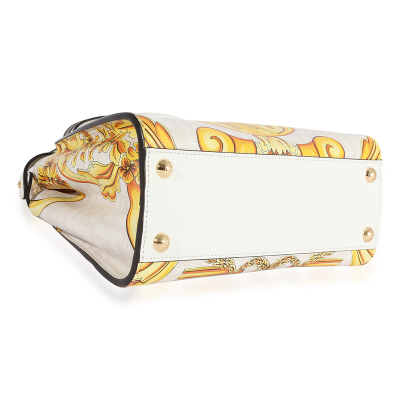 Fendi X Versace Fendace Gold Baroque & White Ff Motif Mini Peekaboo Gold; White; Yellow Leather Handbag
