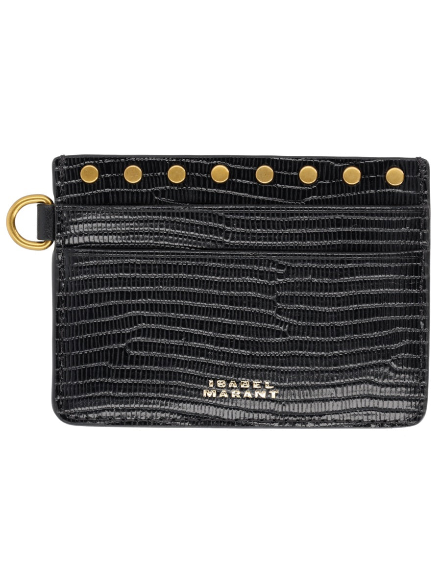 Isabel Marant Oskan Card Case — Black Cow Leather Wallets & Purses