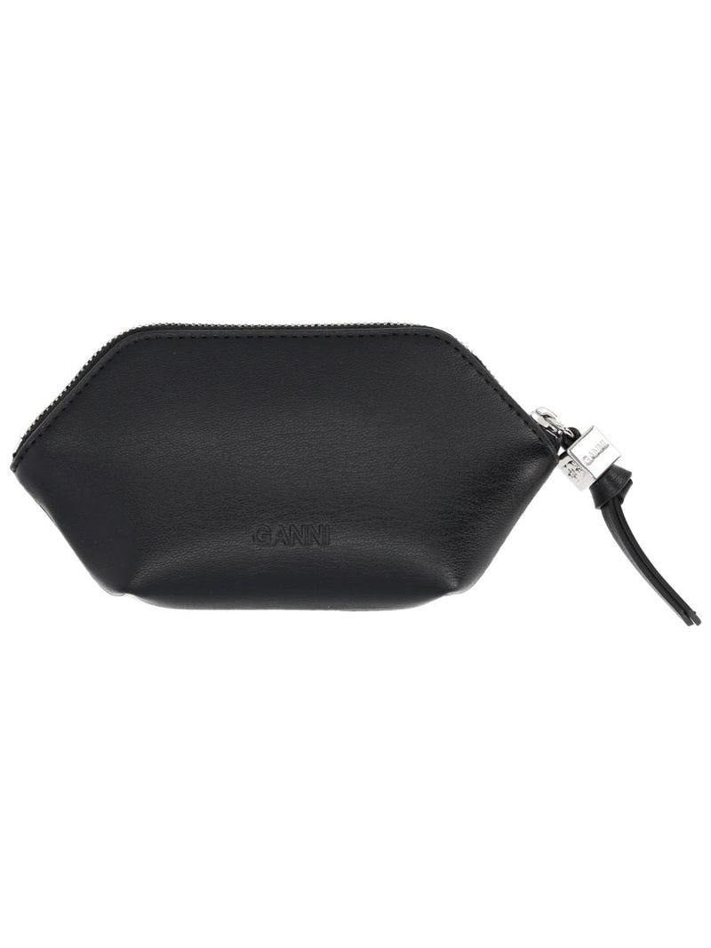 Ganni Bou Coin Purse — Black Recycled Leather Wallets & Purses
