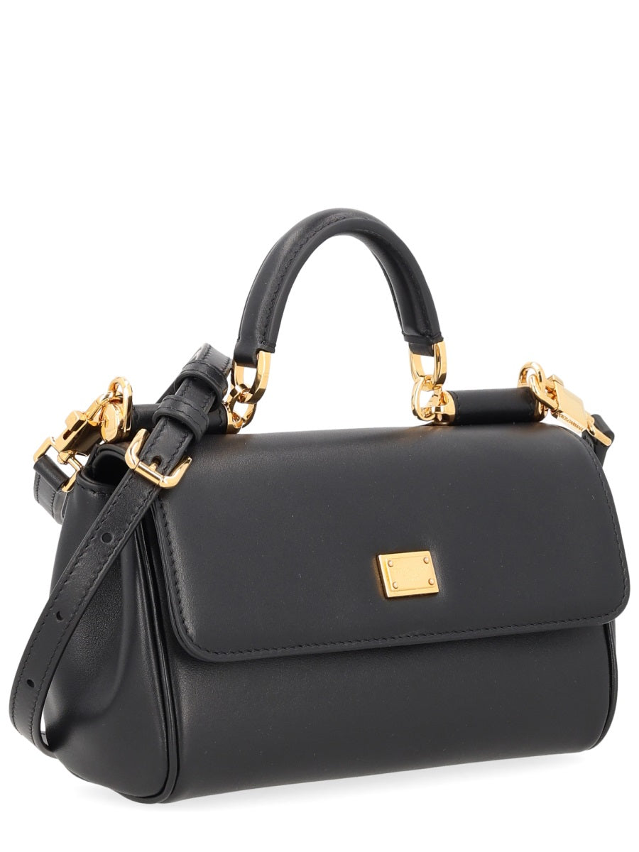 Dolce & Gabbana My Sicily Shoulder Bag — Black Leather