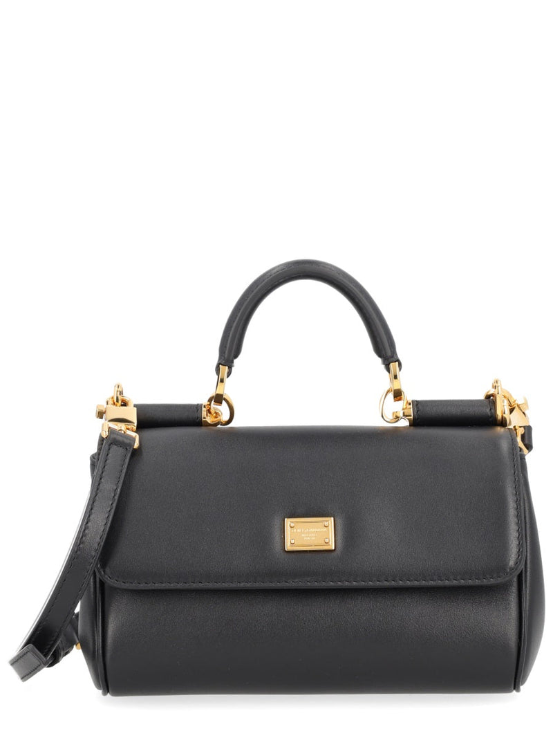 Dolce & Gabbana My Sicily Shoulder Bag — Black Leather