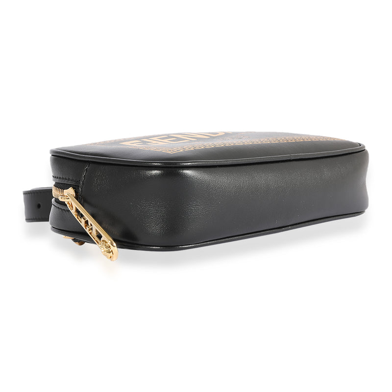 Fendi X Versace Fendace Black Logo Print Camera Case Leather Handbag