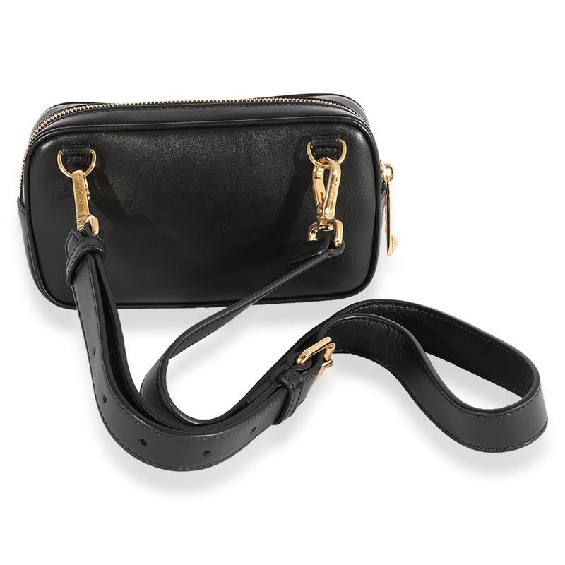Fendi X Versace Fendace Black Logo Print Camera Case Leather Handbag