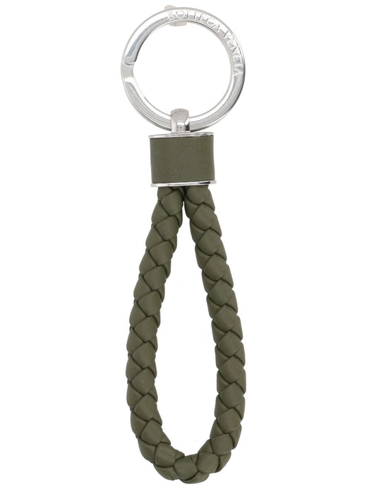 Bottega Veneta Intrecciato Weave Leather Key Case — Green Lamb Keychains