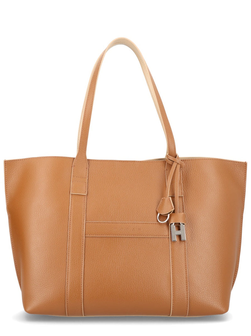 Hogan Script Shoulder Bag — Brown Calf Leather