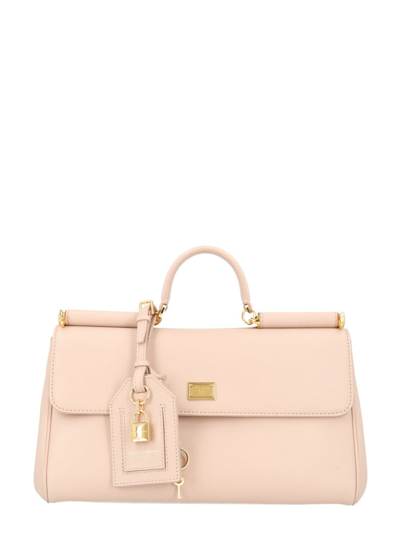 Dolce & Gabbana My Sicily Shoulder Bag — Beige Leather