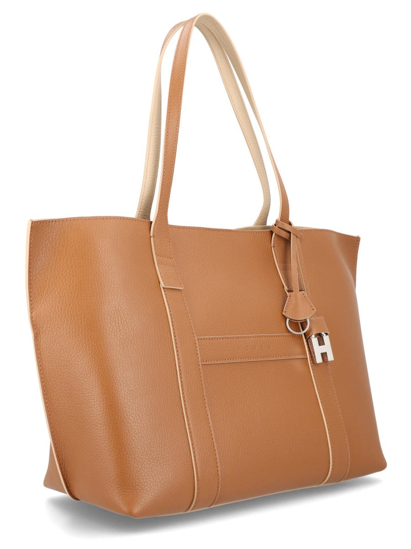 Hogan Script Shoulder Bag — Brown Calf Leather