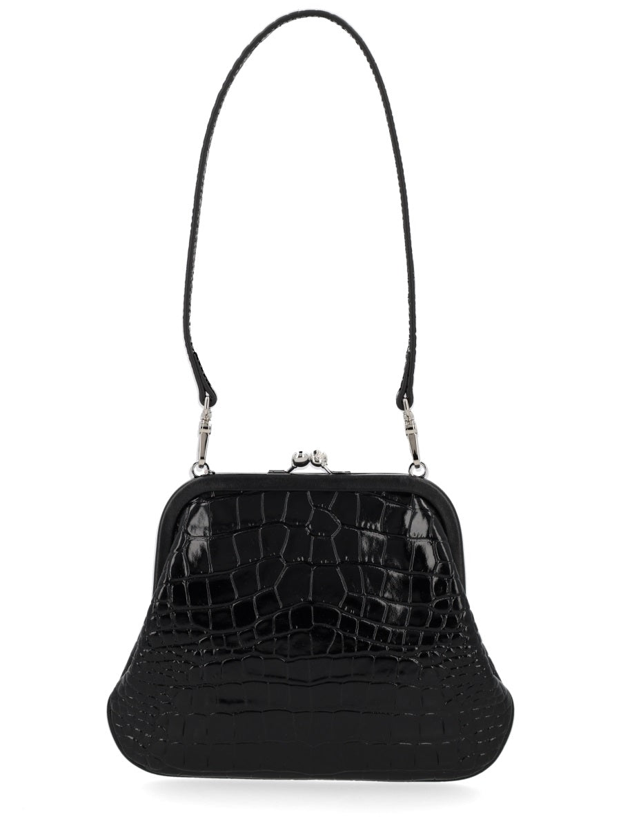 Vivienne Westwood Crocodile-Embossed Calf Leather Clutch — Black