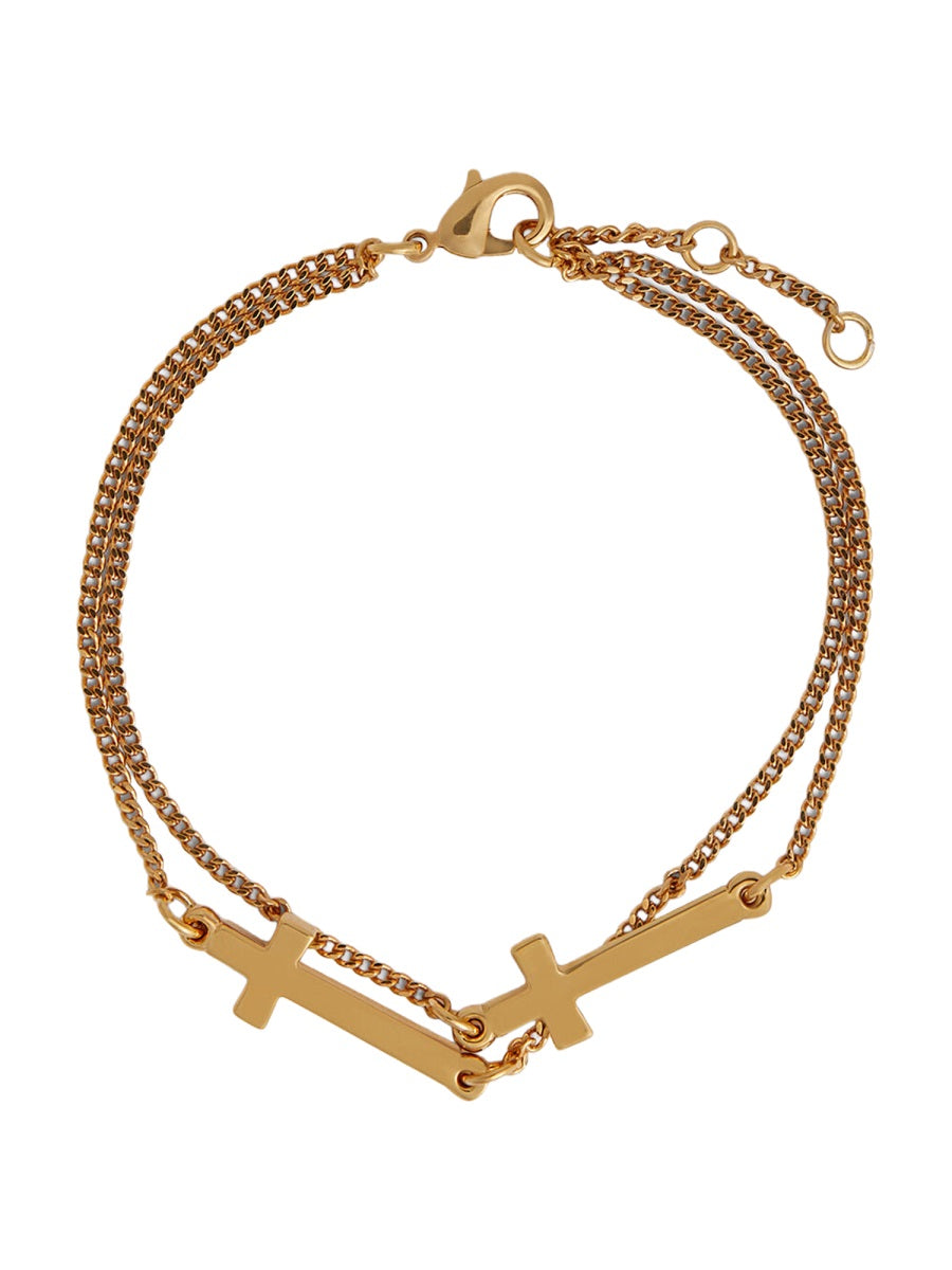 Dsquared2 Cross Pendant Brass Bracelet — Gold Bracelets