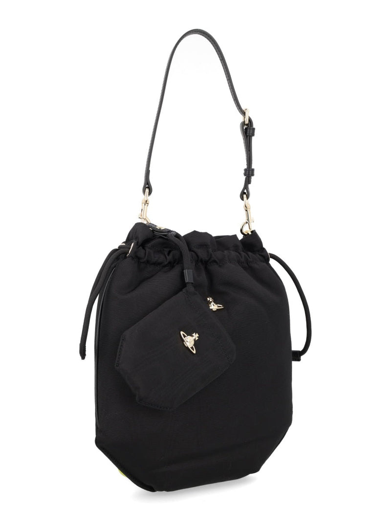 Vivienne Westwood Orb-Detail Viscose Shoulder Bag — Black