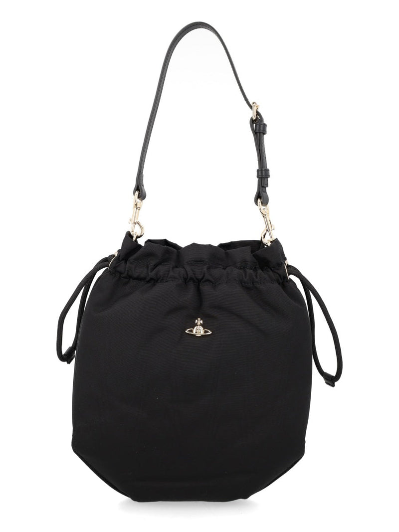 Vivienne Westwood Orb-Detail Viscose Shoulder Bag — Black